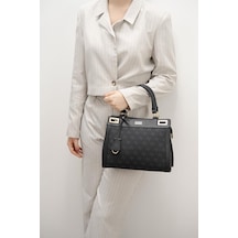 Silver Polo Sp1174 Kadın El Çantası Monogram Siyah-siyah