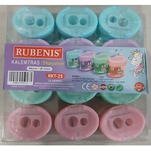 Rubenis Kalemtıraş Pastel 4 Renkli Oval Çift Açacaklı Kalemtıraş 12 Li Paket