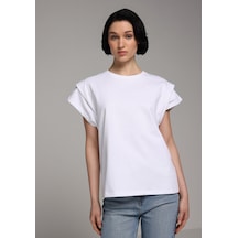 Colin's Colins Regular Fit Yuvarlak Yaka Düz Kadın Beyaz Kısa Kol Tişört Cl1079003 Q1.v2 Wht