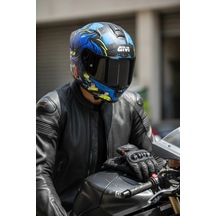 Gıvı 50.x Wıld Mat Mavi / 1 Renkli 1 Şeffaf Vizörlü Motosiklet Kask Siyah Vizör + Şeffaf