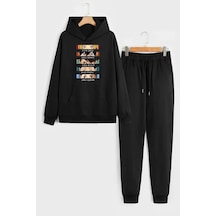 Uyguntarz Unisex Cosplay Haikyuu Baskılı Eşofman Takımı Siyah