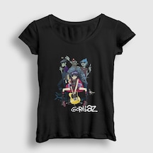 Presmono Kadın Band Gorillaz T-shirt Siyah