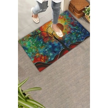 Valerine Life Masalsı Güneş Işıltılı Renklerin Dansı Welcome Hoş Geldiniz Kapı Önü Paspası 45x70cm Kahverengi