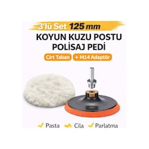 Senbang 3 Lü Set 125 Mm Koyun Kuzu Postu Pedi + Cırt Taban + M14 Adaptör Pasta Cila Polisaj Seti