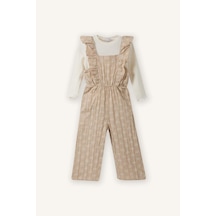 Defacto Çiçekli Müslin 2li Takım Kız Bebek G9191a526spbg702 Bej-bg702