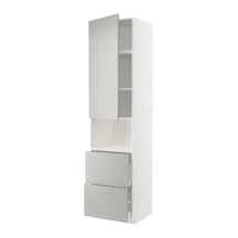 Mikrodalga Fırın Boy Dolabı, Havstorp Açık Gri-koyu Gri, 60x60x240 Cm, 1 Kapaklı, 2 Çekmeceli Ve 2 Raflı
