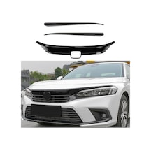 Honda Civic Fe1 Ön Panjur Kaplama Piano Black 3 Parça 2022-