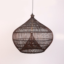 Atlas Doğal Rattan Avize 60x70 Cm Siyah