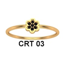 Çgk Çiğdem Gürel Kuyumculuk Siyah Taşlı Papatya Motifli Altın Yüzük Gold