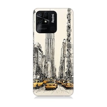 Xiaomi Redmi 10c Uyumlu New York Ve Taksiler Desenli Silikon Kılıf
