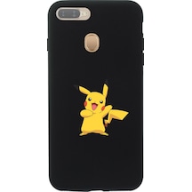 Oppo Ax7 Pikachu Premium Silikonlu Siyah Telefon Kılıfı Siyah