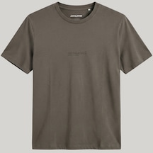 Jack & Jones Erkek Nakis Detayli Relaxed Fit Bisiklet Yaka Tisört - Lines - 12309153 Çok Renkli