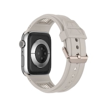Watch Uyumlu 42mm Zore Krd-117 Hava Alabilen Delikli Metal Süslemeli Desenli Silikon Kordon-titanyum-