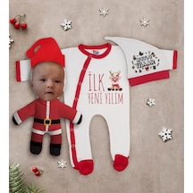 Bk Kids Bk Gift Kişiye Özel Yılbaşı Temalı Tulum Zıbın Kukuletalı Şapka V Çok Renkli
