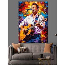 Ahşap Tablo Gitar Çalan Şarkıcı Renkli Sanat Dekoratif Tablolar