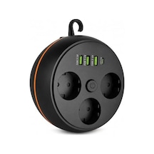 190 Cm Uzunluğunda 3 Prizli Makaralı Priz, 3 Usb Ve 1 Type-c Çıkışı