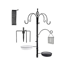 Premium Kuş Besleme İstasyonu Kiti, 195,56 Cm X 48,26 Cm Kuş Yemi Direği, Vahşi Kuşlar İzleme, Kuş Yemliği Ve Saksı Askısı İçin Metal Suet Ve Kuş Banyosu İle Lüks Çoklu Besleyici Asma Kiti