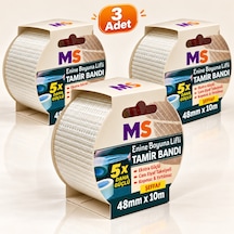 3 Adet Enine Boyuna Lifli Şeffaf Tamir Bandı 48mm X 10 Metre 5 Kat Daha Güçlü Metal Plastik Bantı