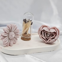 Doğal Soya Mum + Papatya Ve Kalp Mum Sevgililer Gü