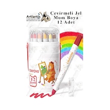 Çevirmeli Jel Mum Boya 12 Renk 1 Adet Plastik Kutulu 12 Li Mum Boya Kalemi Silinebilir Zararsız Yıkanabilir Çok Renkli