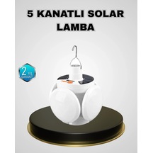 Hubrendy Kargo 5 Kanatlı Solar Kamp Lambası Usb Şarjlı, Taşınabilir, Ip65 Su Geçirmez Bahçe Lambas