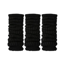 Genel Kadın Siyah Fitilli Örgü Tozluk 3'lü Seti %97 Pamuk %3 Polyester Büzgü Siyah / Standart / 3 Adet