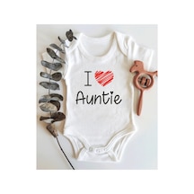 Babylimon I Love Auntie Kısa Kol Organik Bebek Body Beyaz - 132207361 Beyaz