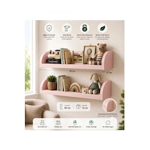 Duvar Rafı 50x13 Cm Mdf Çocuk Odası Kitap ,oyuncak Ve Dekor Rafı Pembe