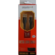 Megatech 3.1a Örgülü A Serisi Typ-c Data Kablosu Gri-siyah