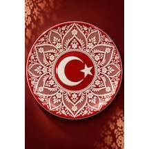 Dekoratif Duvar Tabağı Ay Yıldızın İzleri Dekorlu Seramik Tabak Mavi