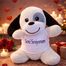 Seni Seviyorum Tişörtlüü Sevimli Benekli Peluş Köpekk Bn