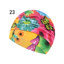 Baskılı Spor Aksesuarları Elastik Naylon Türban Uzun Saç Koruma Havuz Banyo Şapkaları Yüzme Kap 23 Çok Renkli