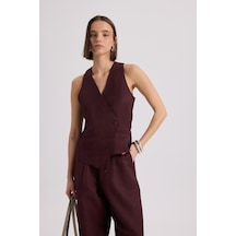 Mai Collection Mai Studios Co. Nagmetah Sırt Pencereli Bordo Yelek Pantolon Takım Bordo