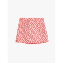 Koton Çiçekli Mini Şort Etek Kruvaze Detaylı Beli Lastikli Pembe Desenli 5skg40113ak Pembe