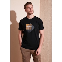 Buratti Baskılı Bisiklet Yaka % 100 Pamuk Slim Fit Erkek T Shirt 646R3940 Siyah