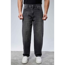 Cedy Denim Cedy Denım Yüksek Kalite Erkek Yüksek Bel Baggy Skater Jean Koyu Gri