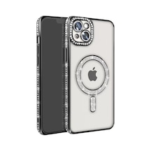 Newface Apple İphone 15 Kılıf Joke Simli Magneticsafe Kılıf - Siyah Beyaz