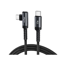 Type-c To Type-c L Uçlu 60w Pd Hızlı Şarj Kablosu, 1 Metre, 90 Dirsek Uçlu Usb-c Kablo, 3a, 480 Mbps Veri Aktarımı, Örgülü Naylon, Telefon, Tablet Ve Bilgisayar Uyumlu Siyah
