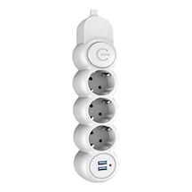 Çocuk Koruma Özellikli, Termal Akım Korumalı 3'lü Priz, 2xusb, 2m Kablo 0