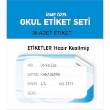 Kitap Defter Sticker 36 Adet Hazır Kesilmiş Okul Etiketi Kişiye Özel