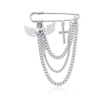 Monyee Güçlü Metal Kanat Desenli Çok Katlı Tassel Rüzgar Engeli Zincir, Modern Retro Desenli Giyim Aksesuarı Z349-2 Gümüş