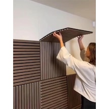 50x50cm 1 Adet Dekoratif Akustik Panel 3mm Keçe Ve 8mm Mdflam Salon Ofis Duvar Çıtası Paneli Kula