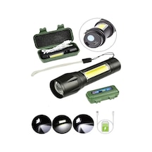 Janva Tak-03 Ultra Güçlü 2500 Lumens + 5w Cob Led Usb Şarjlı El Feneri Kutulu Kamp Feneri Avcılık Pro Siyah