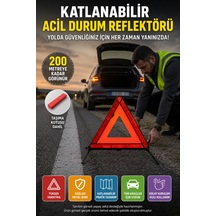 1 Adet Katlanabilir Üçgen Acil Durum Reflektörü Metal Ayaklı Taşıma Kutulu Araç Uyarı Üçgeni Kırmızı