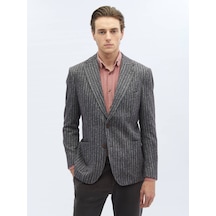 Kip Kahverengi Çizgili Comfort Fit Örme Ceket 6 Drop Kahverengi