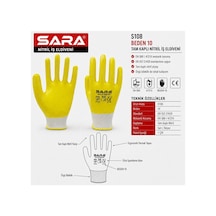 Sara S108 Nitril Iş Eldiveni Beden 10, Tam Kaplı, Sarı/beyaz Sarı - Beyaz