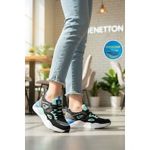 United Colors Of Benetton Siyah Beyaz Bağcıklı Memory Foam Unisex Spor Ayakkabı Bnı-11109 G Siyah - Beyaz