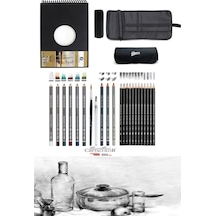 Alex Schoeller A5 300 Gr Cretacolor 6'lı Aquarell Sulandırılabilir Fırçalı Rulo Kalemlik Eskiz Seti