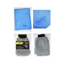 Polikur 3356 Mikrofiber Güderi Oto Kurulama Bezi & Spark 7050 Şönil Oto Temizlik Eldiveni 2'li Set