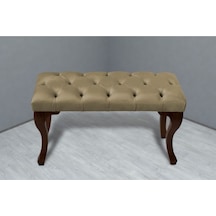 Gazzini Classic Chester Model Kapitoneli Puf- Ceviz Ayak, Hardalkumaş